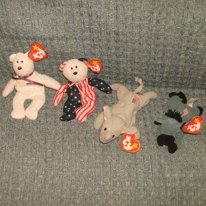 TY McDonald's Teenie Beanie Babies USA SET ~ Libearty ~ Lefty ~ Righty ~ Spangle